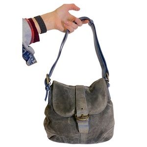 Vintage Blue suede Coach handbag